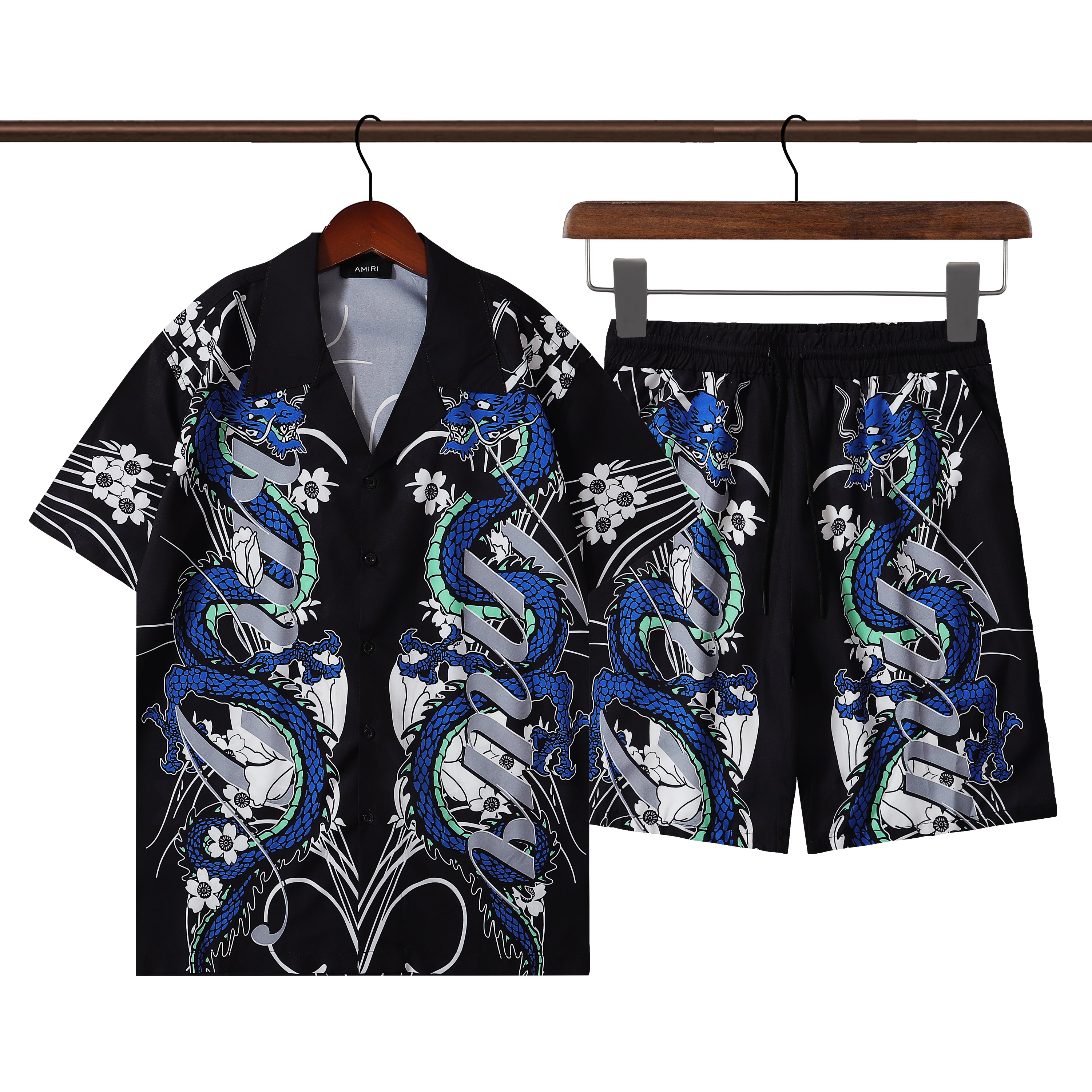 AMIRI 2025 Spring and early spring silk shorts and shirt suit