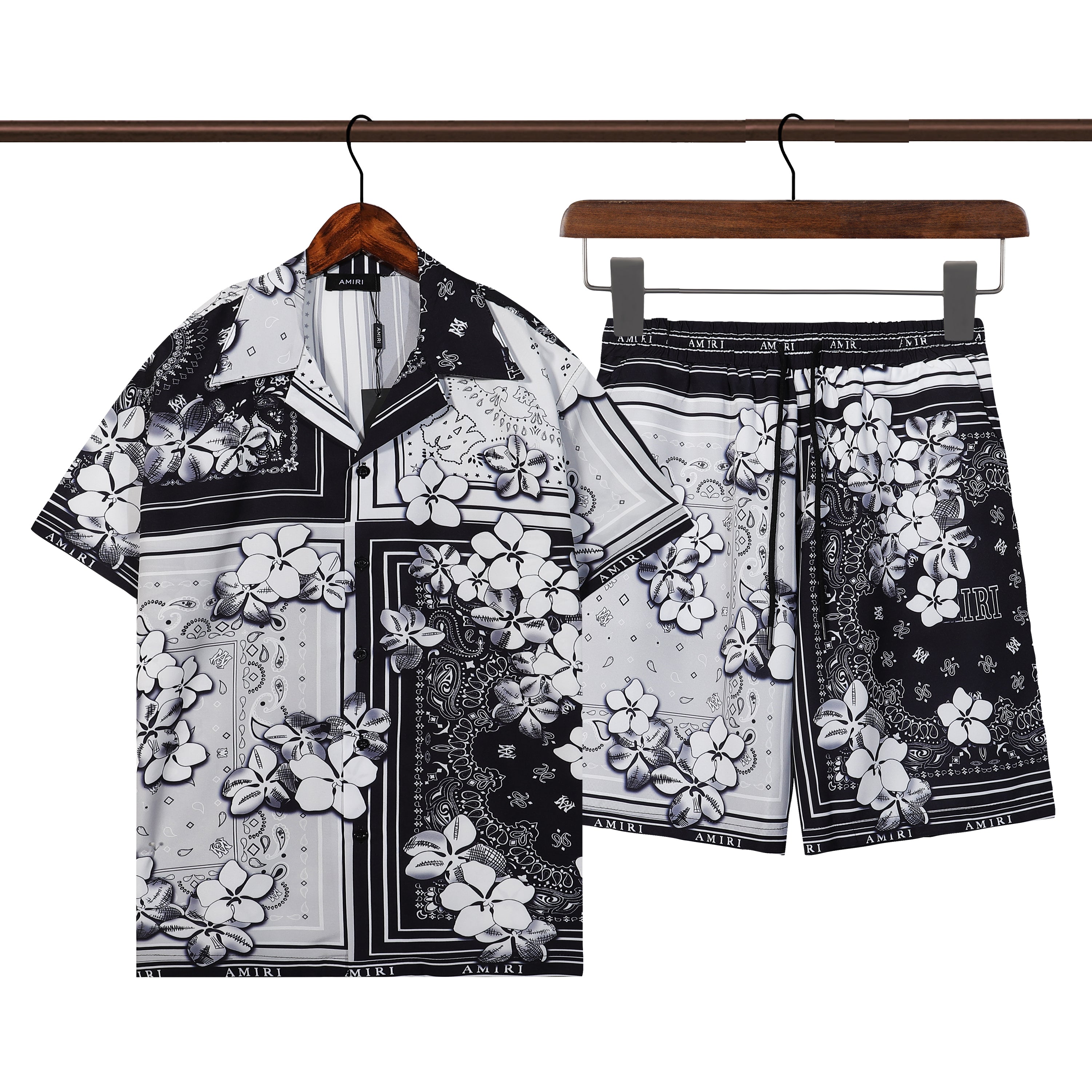 AMIRI 2025 Spring and early spring silk shorts and shirt suit